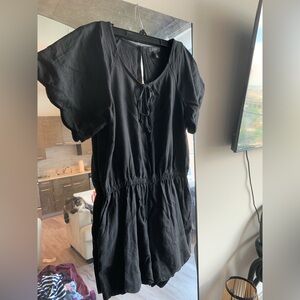 J. Crew Black Scalloped Short Sleeve Romper XS